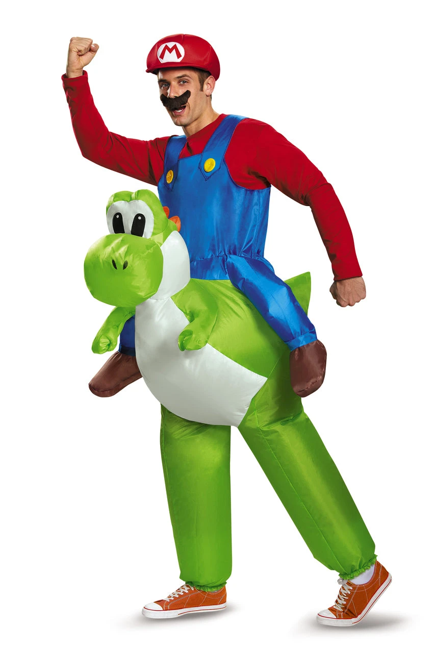 Mario Riding Yoshi Inflatable Adult Costume 3 Mario Riding Yoshi Inflatable Adult Costume