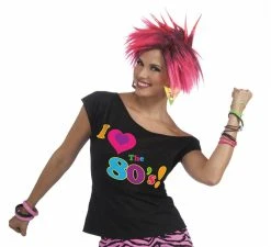 Forum Novelties “I Heart The 80s” Off The Shoulder Tee