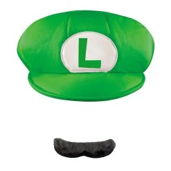 Luigi - Hat & Mustache - Adult Accessory Kit.