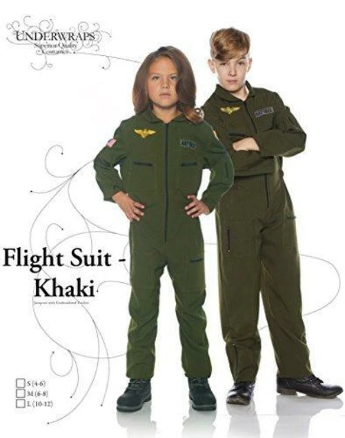 Kids Flight Suit Costume- Khaki 3 Kids Flight Suit Costume- Khaki