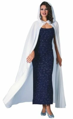 56" White Full Length Hooded Cape