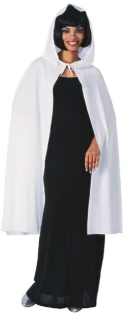 45" White Hooded Cape